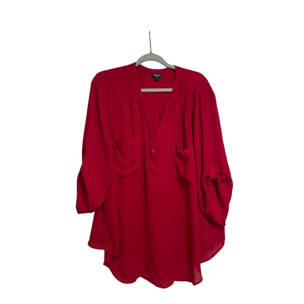 Torrid Harper Georgette Button Front Pullover Blo… - image 1